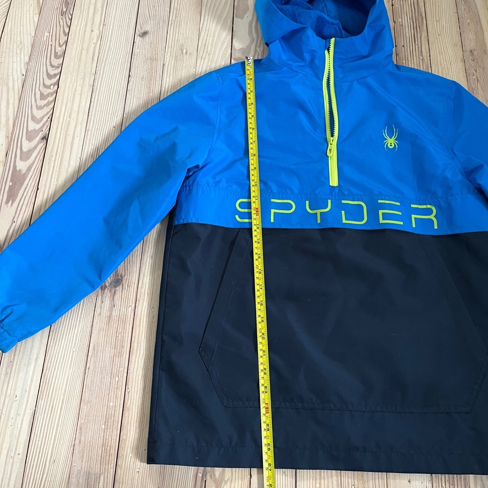 Spyder Boys‎ Blue Black Colorblock Half Zip Hooded Anorak Rain Jacket Sz L 14/16 - Picture 8 of 9